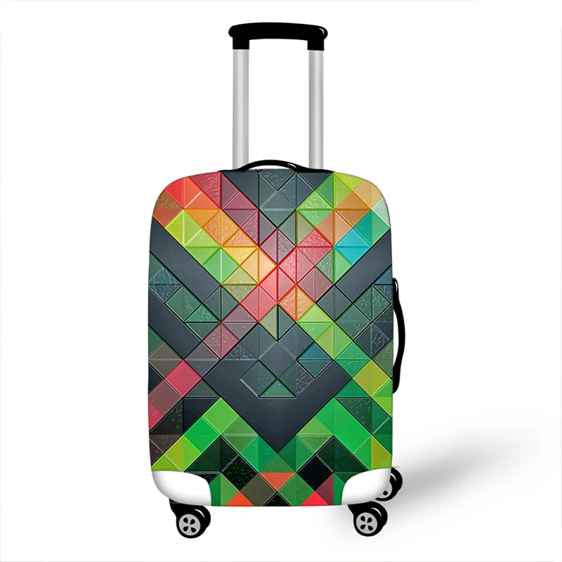 

COOLOST 3D Effect Image Print Dustproof Elastic Travel Valise Suitcase Covers Grid Pattern Luggage Protective Cover