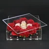 Customized clear square perspex flower case square acrylic display rose box