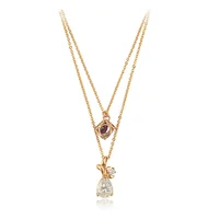 

45414 Xuping bisuteria al por mayor china fashion layer gold zircons pendant necklace jewelry