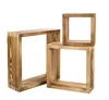 factory BSCI Burnt pine Wood Wall-Mounted Shadow Box, Square Floating Display Shelves, Set of 3