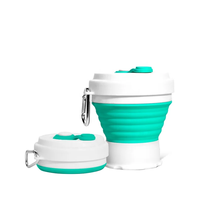 

350ml collapsible silicone folding coffee mug portable water drink cup with lid, Grey;green;fruit green;pink;purple;light blue;etc.