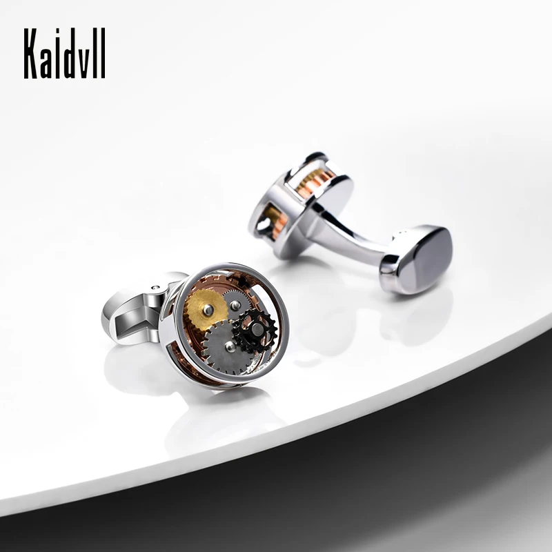 

Mens Shirt Vintage Watch Cuff Links Business Wedding Gifts Movement Cufflinks, Silver and gun color