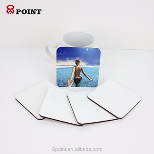 Kitchen accessories MDF Wooden Sublimation  Blank Coaster glossy white coating cork backside