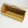 Bamboo Bread Box with stylish Acrylic easy glide cover with handle, Kitchen Food Storage box Container