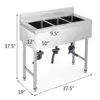 Commercial 3 compartment 304 grade stainless steel kitchen sink 9.5' Deep