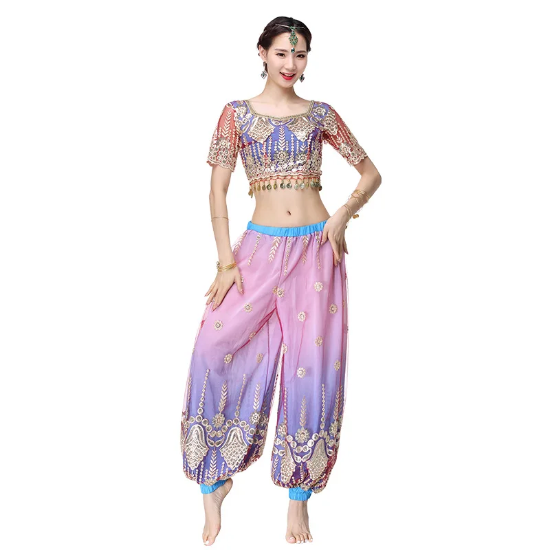 

China Manufacturer Hot Selling Adult Female Indian Dance Pants Blue Belly Dance Set Cheap