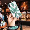 For Apple 8plus embossed leaf mobile phone shell for iphonex protective cover fresh lanyard leaf shell cute apply