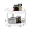 Twin Turntable Kitchen Organizer with Non-slip Lining and Rubber Feet Easy to Clean Easy to Spin- White