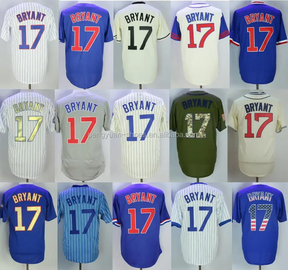 

Best Quality #17 Kris Bryant #44 Anthony Rizzo #9 Javier Baez Custom Stitched Embroidered Baseball Jersey