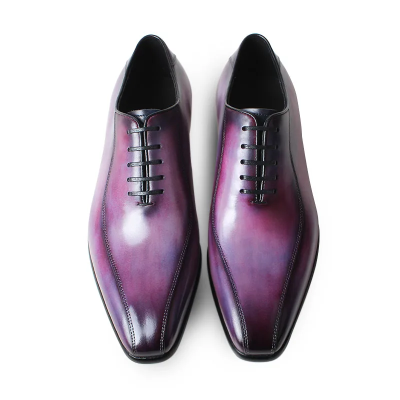 

Vikeduo Hand Made Patina Dress Shoes Wedding Footwear Custom Design Bespoke Genuine Leather Men Oxford Shoes, Purple