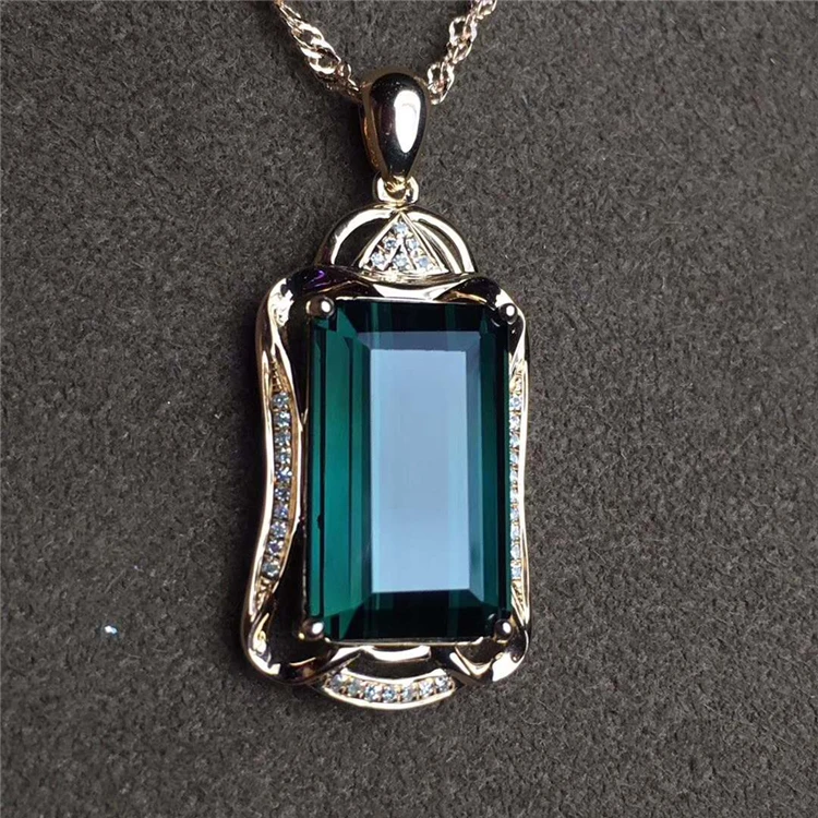 

Classic Wholesale Jewelry 18k Gold 10.2ct Natural Green Tourmaline Stone Pendant Women