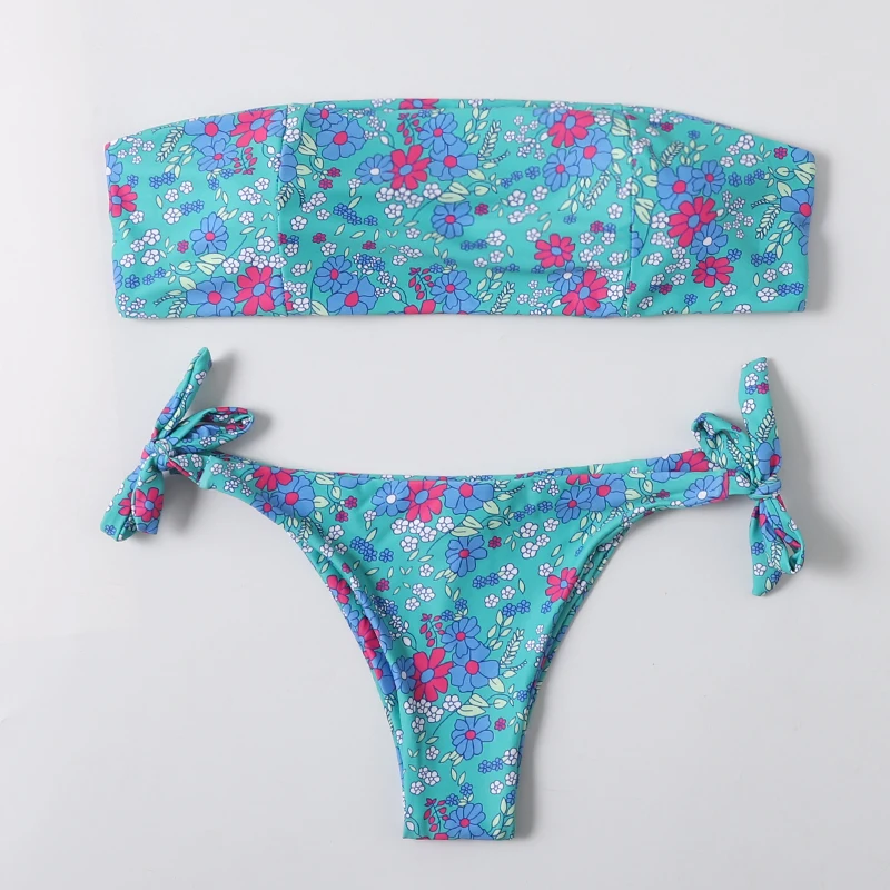 

CrazyBuy print bandeau buckle padded womens bikini, Picture