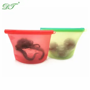 Image of Reusable Silicone Vacuum Food Fresh Bags Wraps Fridge Food Storage Containers Refrigerator Bag
