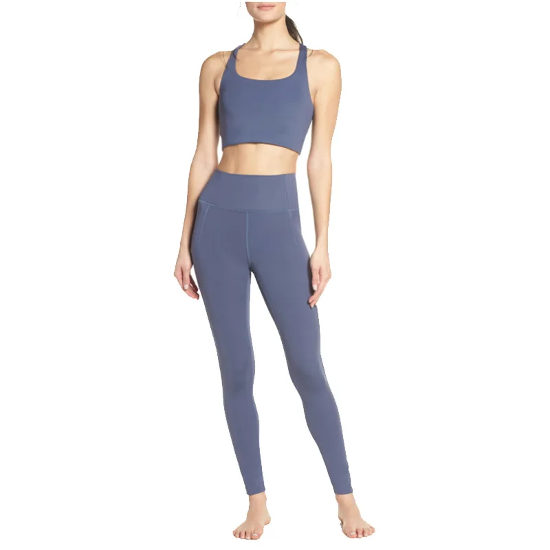 

Yoga Sets Fitness Women Active Wear Tops Nude Women Yoga Pants Sports Apparel Running Wear