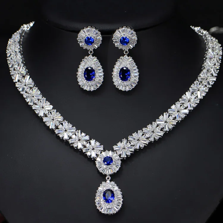 

Wholesale Zircon Bridal Design Fashion Jewellery Dubai Gold Necklace Wedding Jewelry Set, Rose gold color