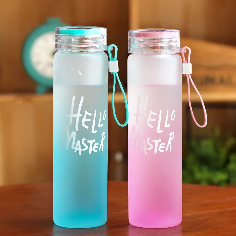 

480ml Colorful portable glass water cup travel mug