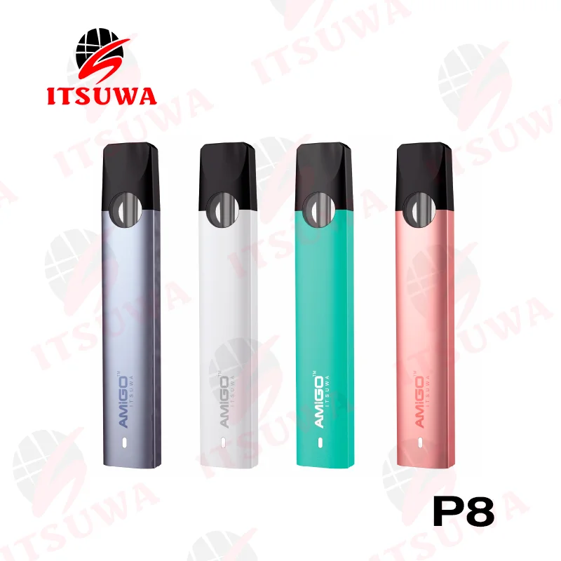 

Amigo P8 1.2ohm ceramic coil close system pod custom logo for cbd thin oil, Gray;pink;white;green