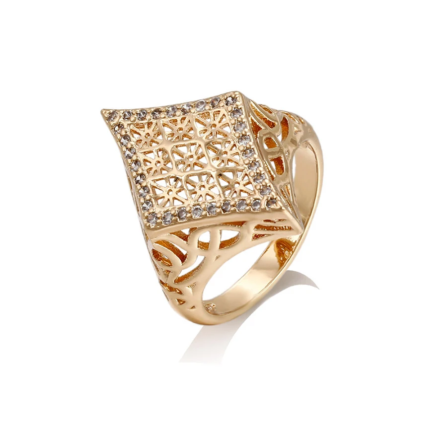

14438 Hot sale special ladies jewelry rhombus shaped hollow environmental copper finger ring