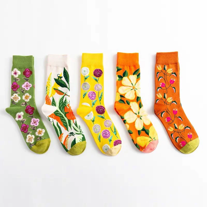 

Wholesale Fashion Personality Floral Pattern Cotton Women Tube Socks, Picture