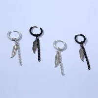 

Wholesale Feather Pendant Tassel Chain Stainless Steel Earrings For Men Women Fashion Jewelry