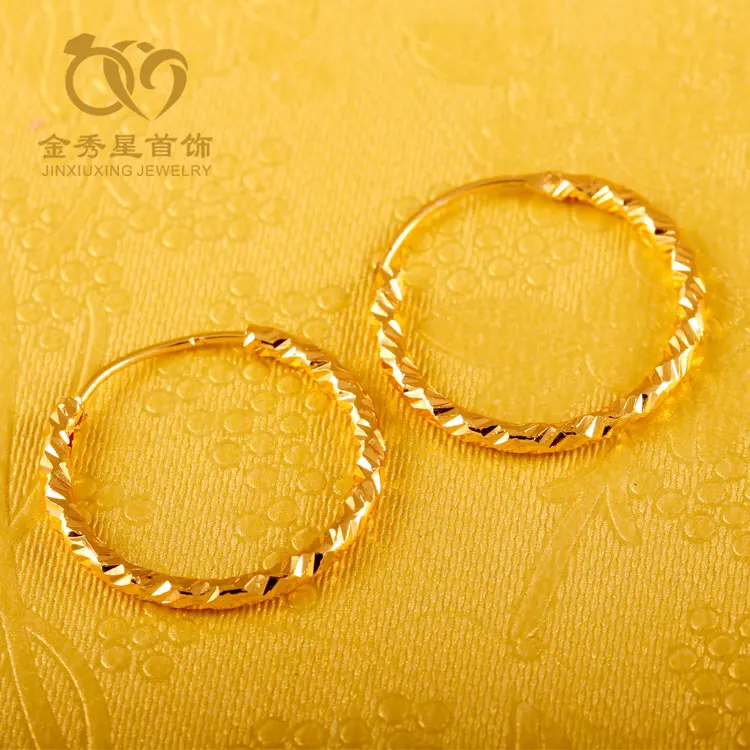 
Jxx 24k Gold Plated Filled Oval Vintage Hoop Earring Designer Luxury Cheap Flat New Fashion Trendy Hoop Earring Twisted Circle 