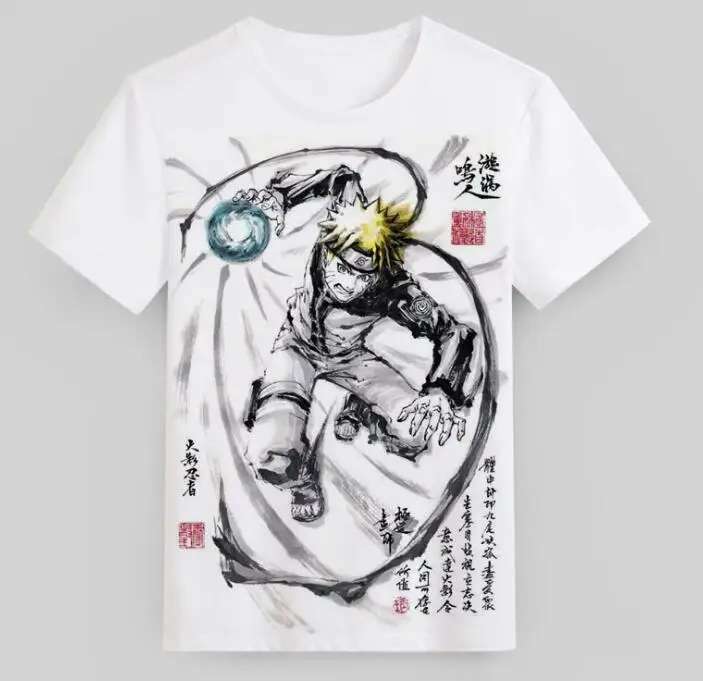 

ecowalson Naruto Akatsuki Cloud T shirt Sasuke Itachi Madara Anime Cosplay White Top Mens