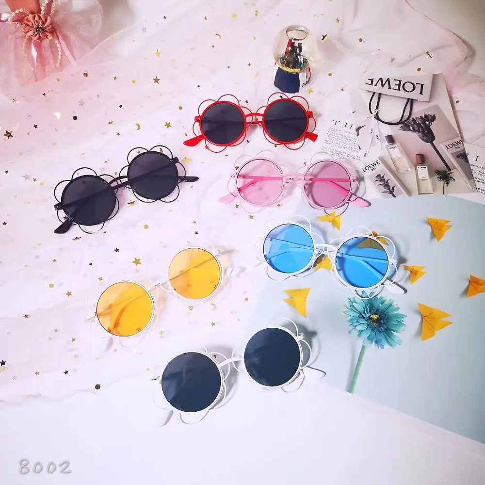 

2019 fashion metal frame new flower kids sunglasses, 6colors