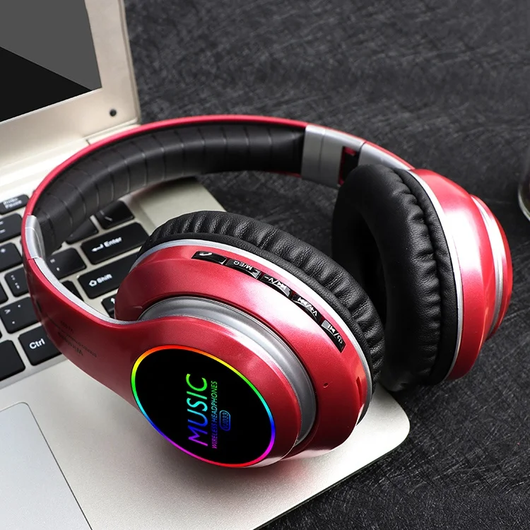 

2019 New Led light Headphone Earphone Wireless Foldable Neckband Headset