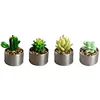 Mini Artificial Succulent Plants, Fake Potted Cactus Cacti in Metal Round Pot Plastic Decorative Lifelike Green Plants Home Deco