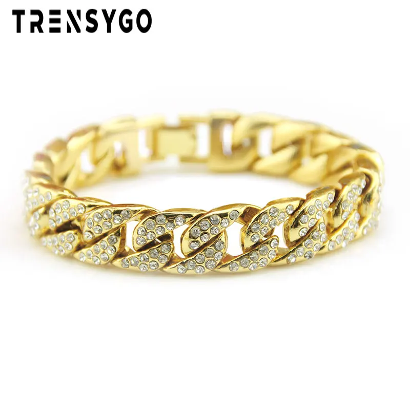 

hip hop jewelry bracelet hiphop bracelet iced out bracelet mens gold plated 2019 jewelry CY171, Picture