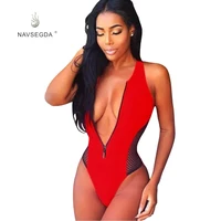 

2019 Hot swimwear & beachwear one piece swimsuit sexy girl bikini women pure v neck bathing suit in beach