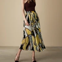 

Floral Chiffon Folding Skirt Long Style Print Big Swing Women Skirts