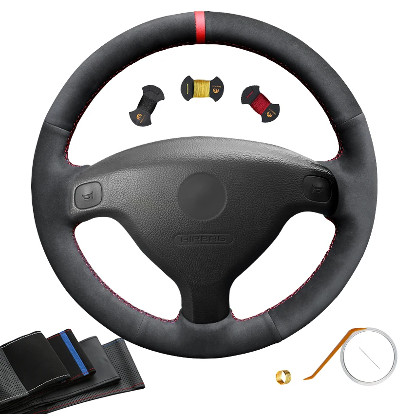 

Hand Sewing All Suede Steering Wheel Cover Red Strip for Opel Astra G H Zafira A 1998 1999 2000 2001 2002 2003 2004 2005