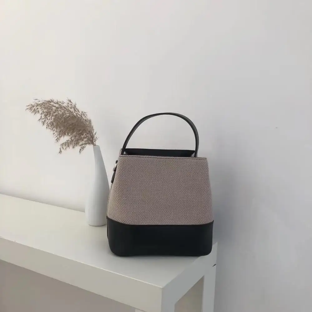 

Korean chic canvas bucket handbag blank canvas bag clear crossbody bag