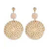 Latest items round shape wave rattan pendant earring geometry gold ear stud fashion creative women earring jewelry
