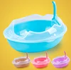 Portable Pet Cat Litter Tray Toilet Box Semi-closed Litter Box with Scoop for mini small cats