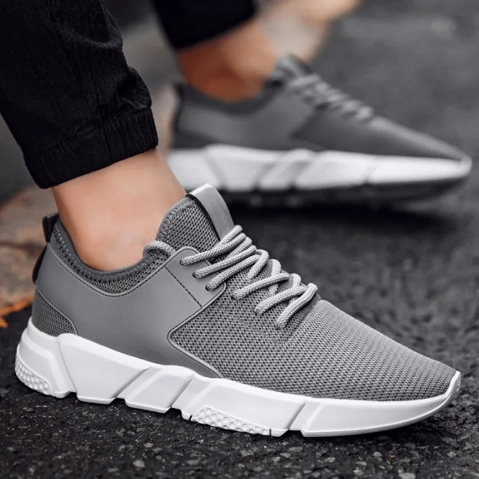 

latest design fashion mesh men sport shoes running, Black white