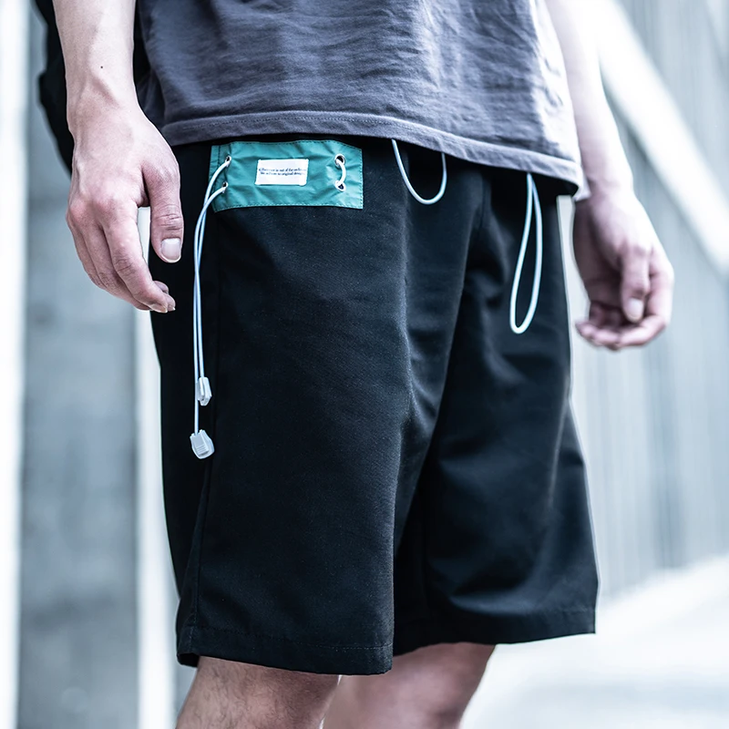 

Killwinner street fashion hip hop style print sweatpants summer ribbon casual polyester shorts for men, Navy