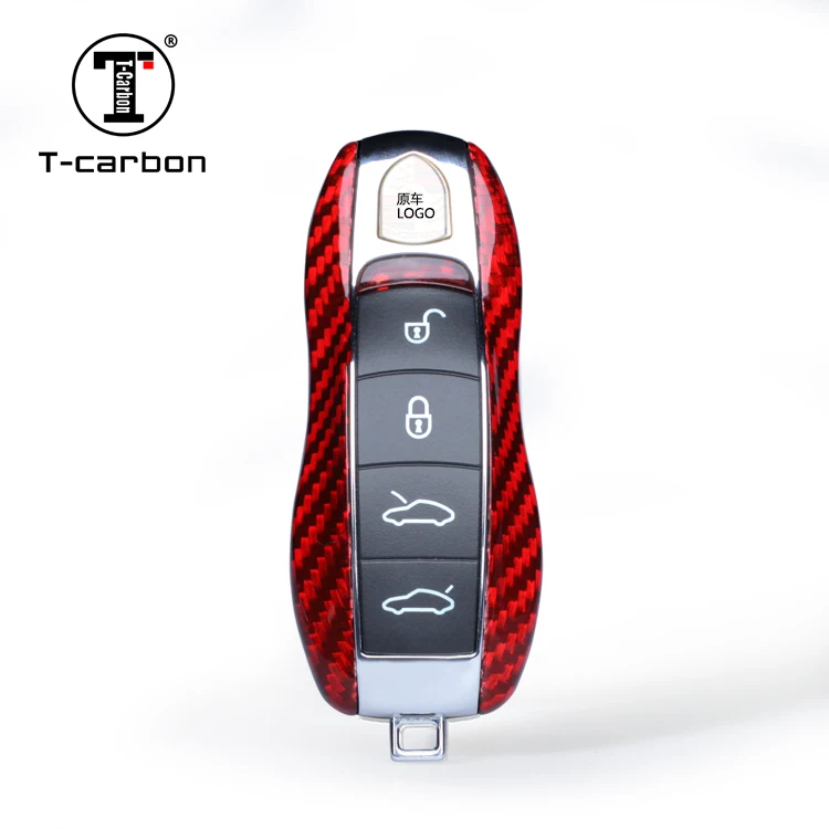 

T-carbon Glass Fiber auto accessories Car Key fob Cover Carbon Fiber For porsche macan, Carbon fiber black