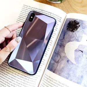 2019 New Arrival Golden SKY For IphoneX Glass Shell 8plus Laser Mobile Phone Shell 3D diamond Protective Glass Phone Case