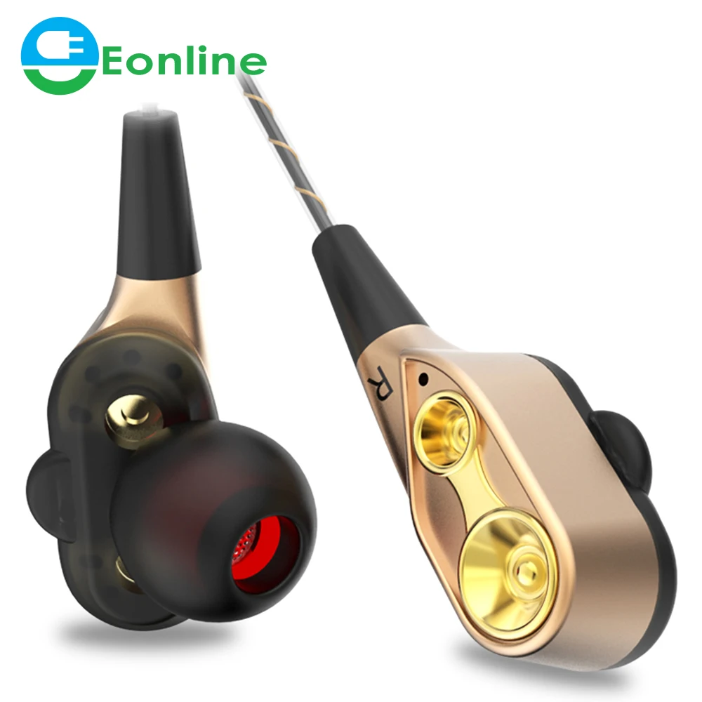 

Dual Drive Stereo Wired Earphone In-ear Headset Earbuds Bass Earphones For IPhone Samsung 3.5mm Sport Gaming Headset With Mic, White / black / sliver / gold