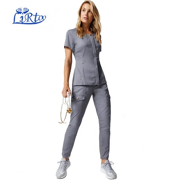 

Skinny Hidden Zipper Scrub set, Dark blue (or others)