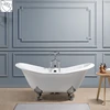 72'' CAST IRON DOUBLE SLIPPER CLAWFOOT BATH TUB WITH 7'' FAUCET DRILLINGS AND ORB FEET
