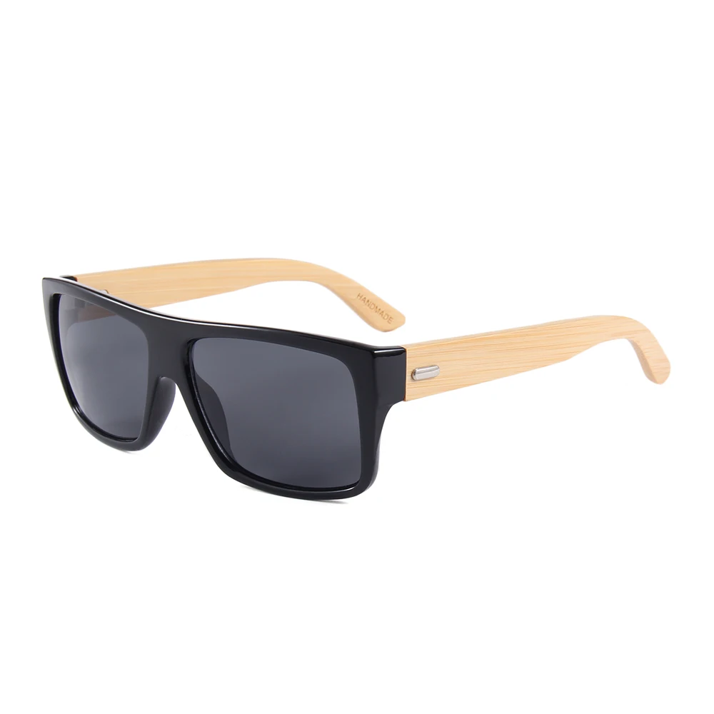 

OEM wholesale mens square frame bamboo sunglasses