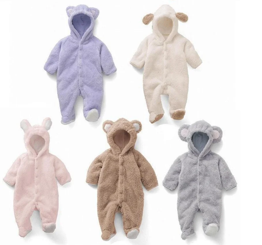 

Burst models autumn and winter animal modeling coral cashmere baby crawling clothes, White;gray;pink;blue;brown;purple