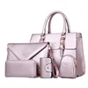New Leather formal design logo Handbags Women Bag Crossbody Shoulder Tote Bags carry hand bag purse 5 pcs in 1 set