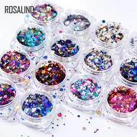 

Rosalind high quality nail salon 3D DIY shiny glitter laser sequins nail sticker acrylic nail art decoration for wholesale
