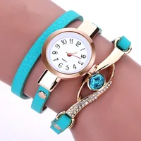 

New design Fashion Casual Long Leather Diamond Wrist Women Watches ladies Quartz watch