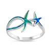 Fashion Blue Fire Opal Women Jewelry Wholesale 925 Sterling Silver Starfish Ring