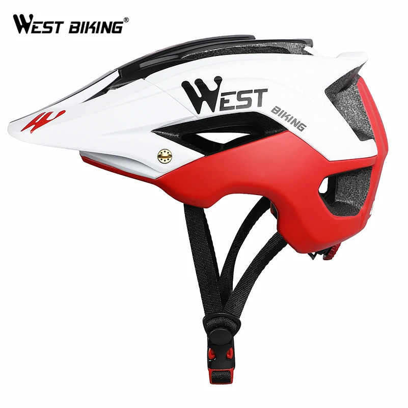 

WEST BIKING Mountain Bicycle Helmet Bike MTB Road Racing Foray Fraction Bicycle Head guard Equipment Hats Cap Adult Bike Helmet, Green/white/lake blue/red